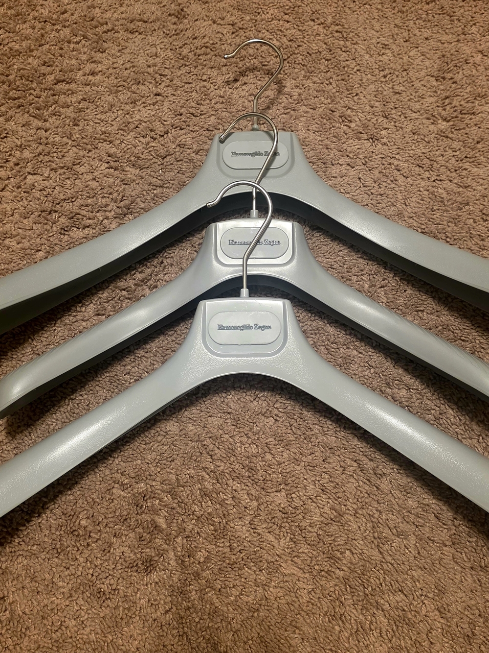 Ermenegildo Zegna Light Gray Branded Suit Hangers.